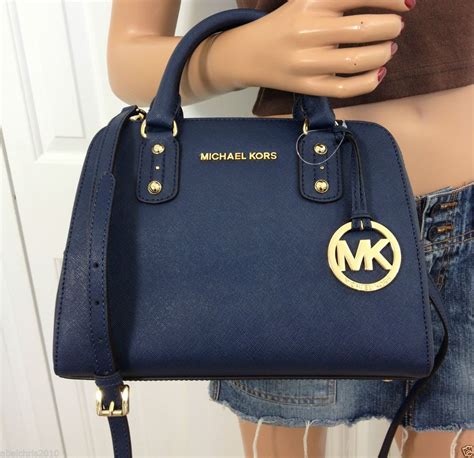 blue michael kors shoulder bag|michael kors navy blue handbags.